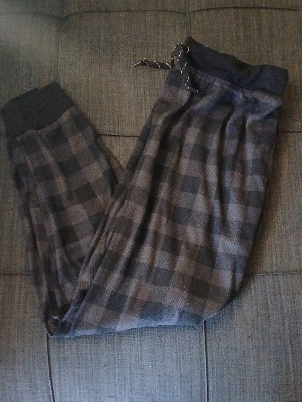Fruit of the Loom Black & Gray Plaid Pjs Bottoms with Drawstring Waist